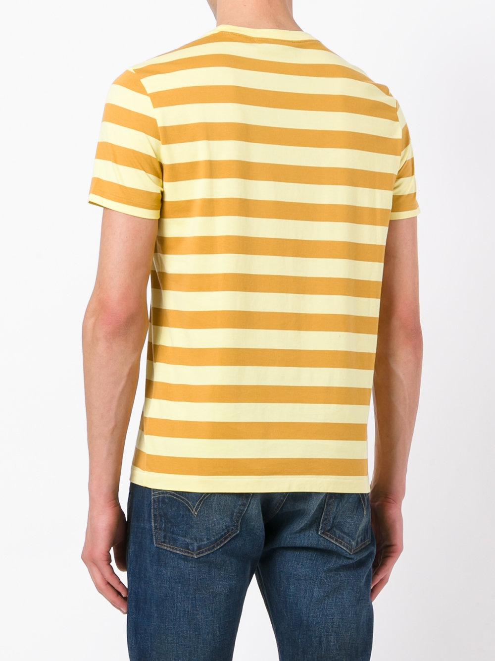 Lyst Burberry Striped Cotton Tshirt Pale Yellow/ochre Yellow in